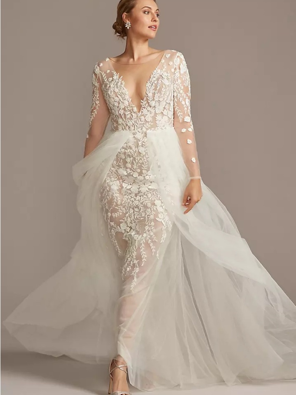 Galina Signature - Embroidered Illusion Bodysuit Wedding Dress & optional skirt - Picture 2 of 15